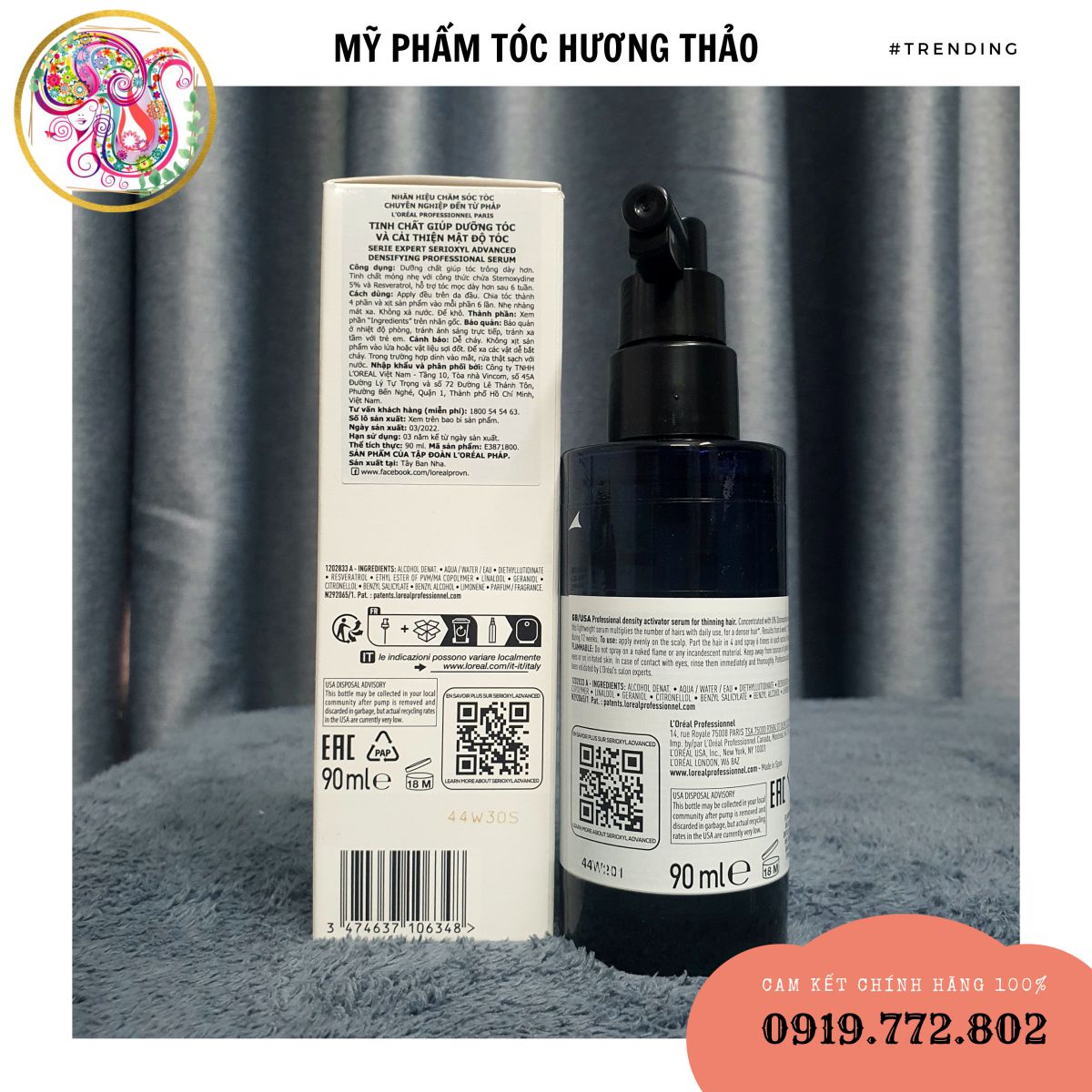 [MẪU MỚI 2023] @l'oréal_pháp Tinh chất kích thích mọc tóc L’Oréal Serioxyl Denser Hair 90ml