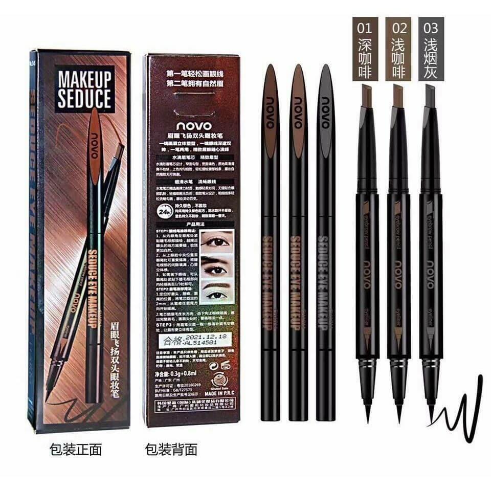 Chì kẻ NoVo 2in1 Makeup Seduce (1 đầu kẻ mày + 1 đầu kẻ mắt)