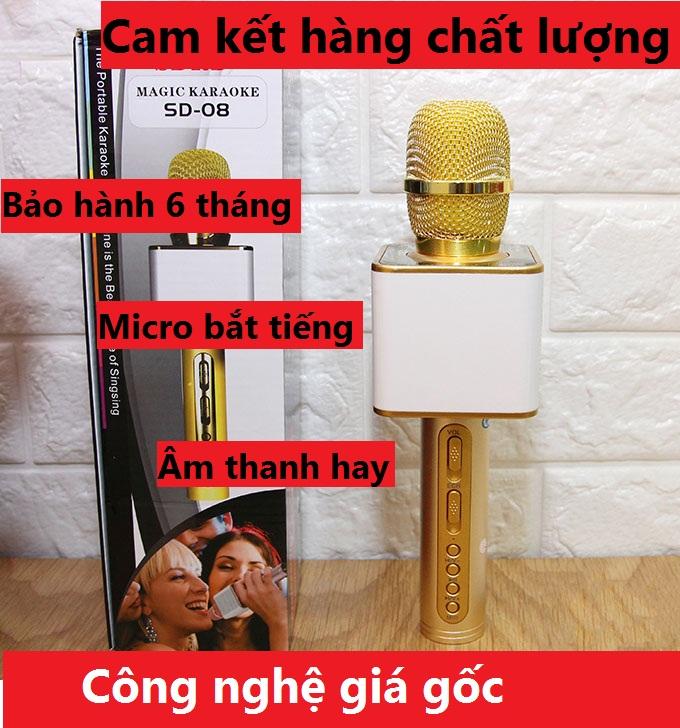 Mic cầm tay kiêm loa bluetooth, mic karaoke SD 08