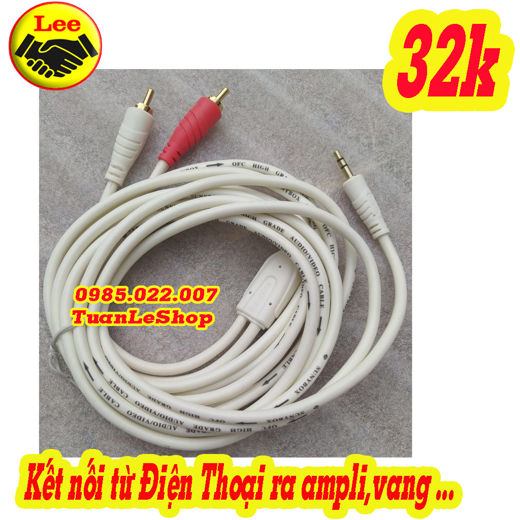 Dây av 1 ra 2 dây 3.5 ra av bông sen - 1,8 mét tốt