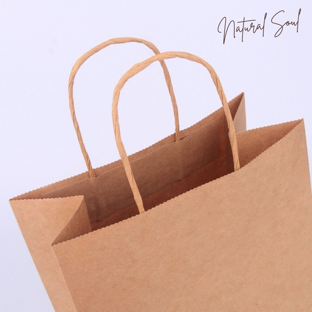 Combo 10 Túi Giấy Kraft Nhật - Quai Giấy Chắc Chắc - Loại Cao Cấp - Cửa Hàng Nến Thơm và Quà Tặng Natural Soul