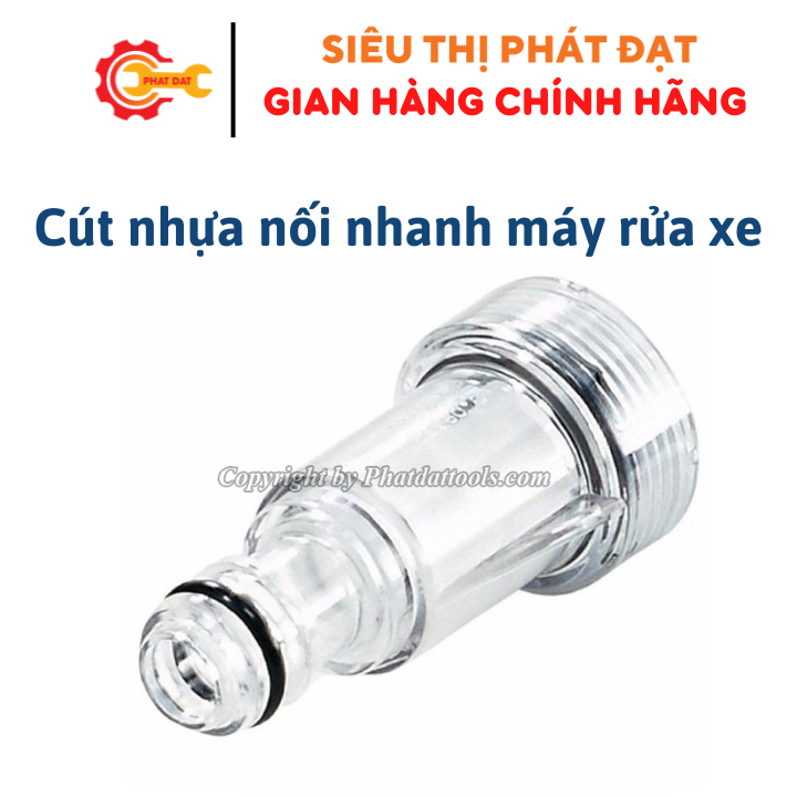 Cút nhựa trắng 2 lớp có lọc nối nhanh-Phụ kiện máy rửa xe áp lực cao.