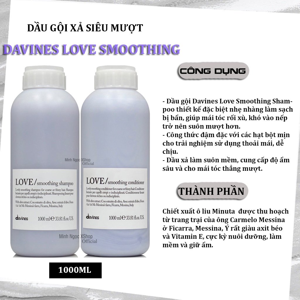 Dầu gội siêu mượt Davines Love Smoothing 1000ML