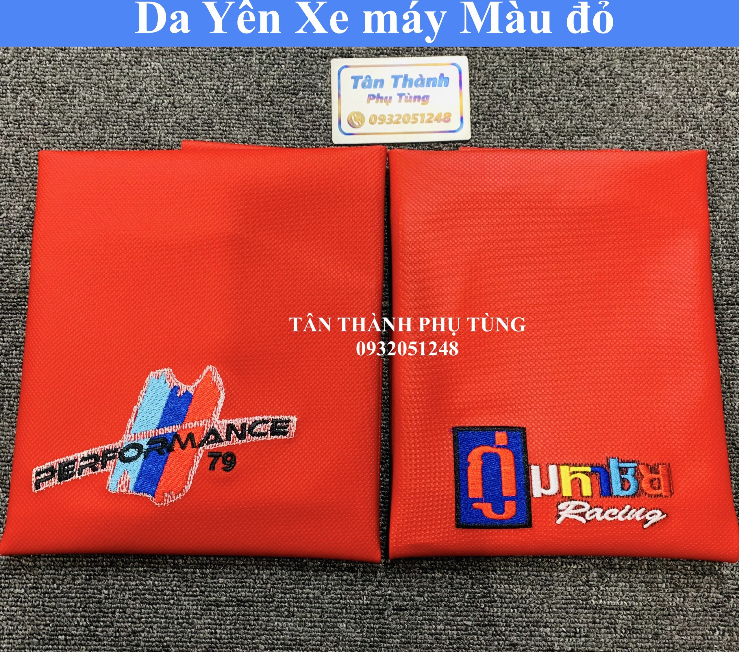 Da yên xe máy màu đỏ