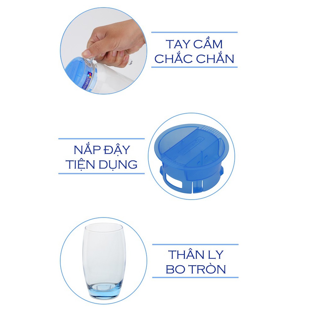 Bộ 1 bình và 1 ly thủy tinh Luminarc