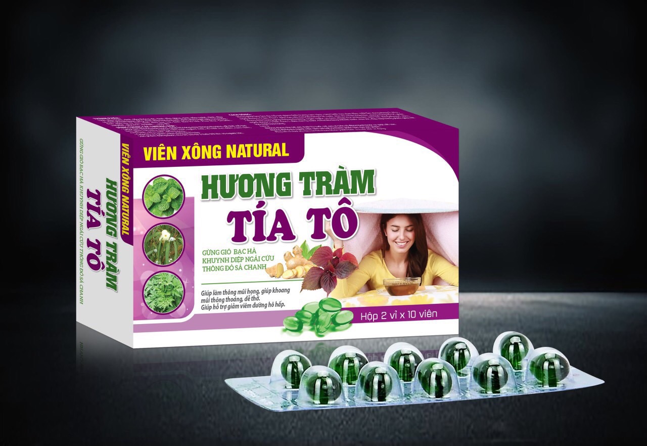 Viên xông Natural Hương Tràm Tía Tô- xông khi cảm cúm, xông sát khuẩn mũi họng