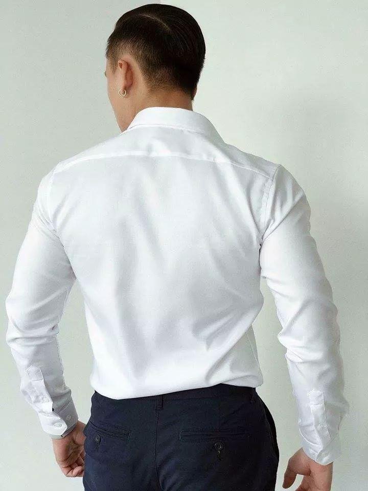 Áo sơ mi nam Trắng tay dài Hàn Quốc