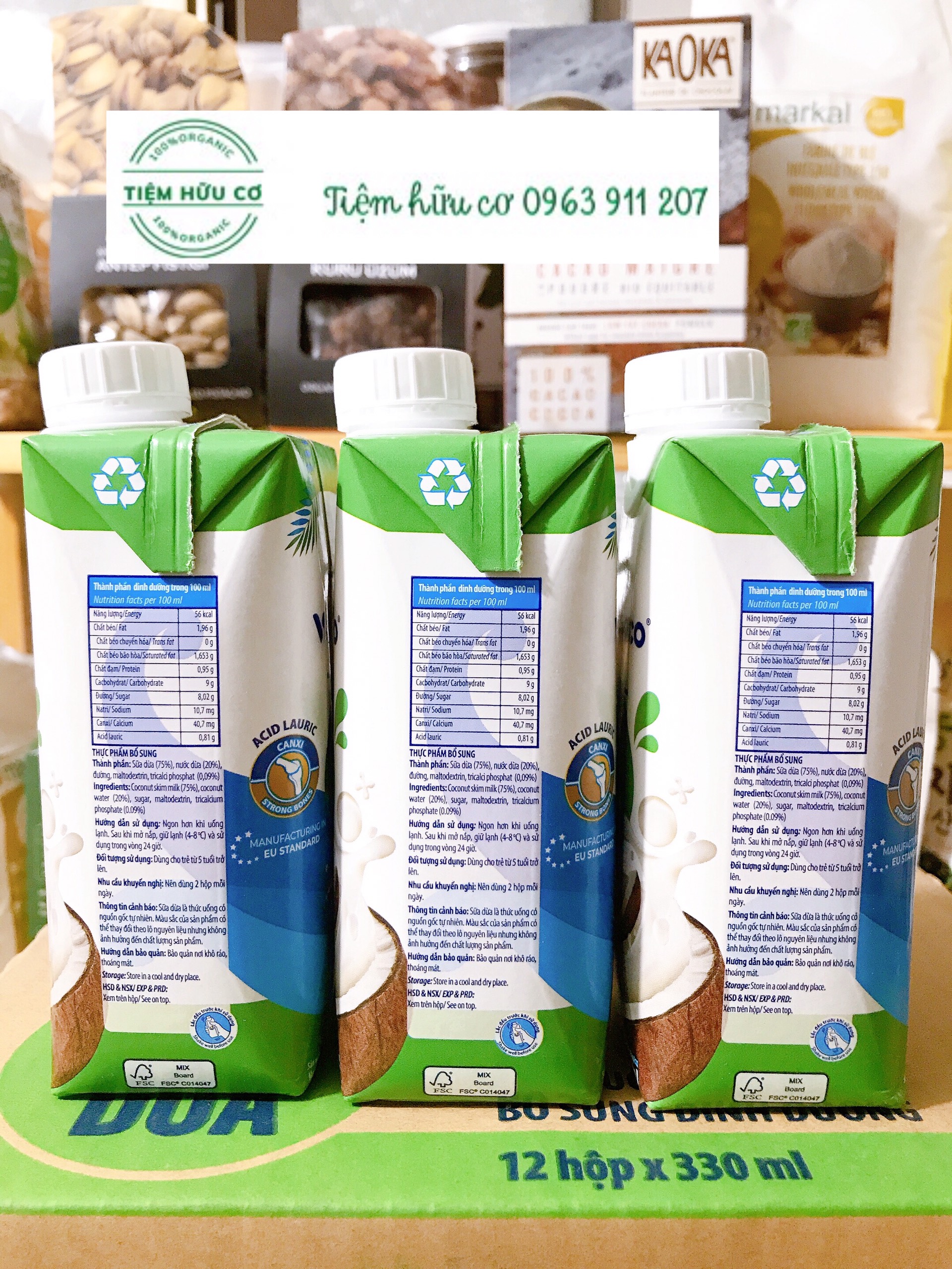 Sữa dừa UHT Vietcoco-Hộp 330ml (Tiệm Hữu Cơ)