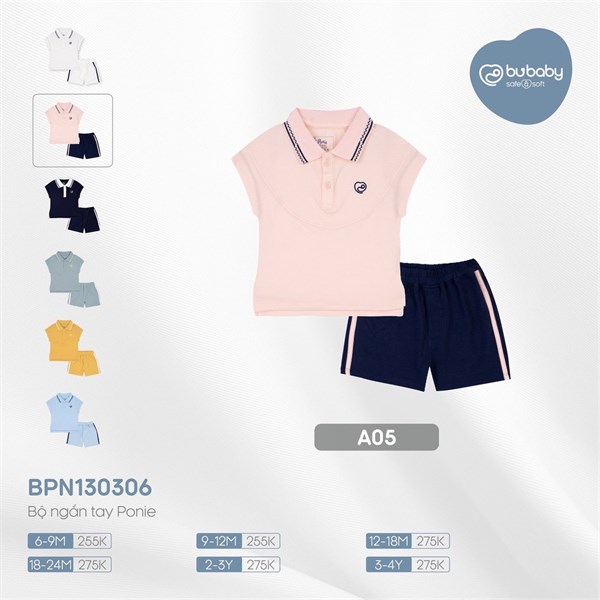 Bộ quần áo Polo ngắn tay Ponie BU Baby - Bubaby Bình Dương