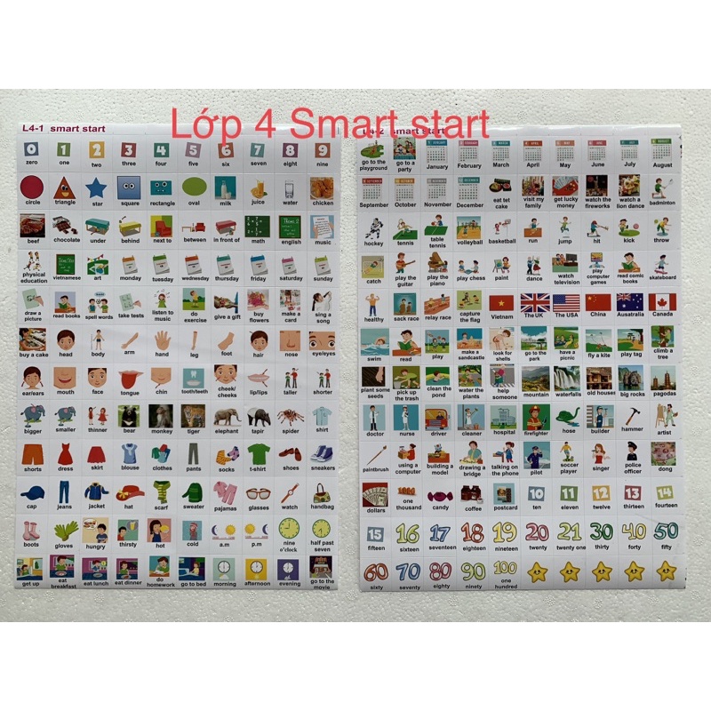 Sticker từ vựng tiếng anh lớp 4 HK2 Smart Start