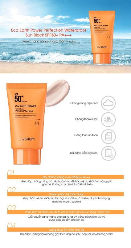 Kem Chống Nắng  ECO EARTH POWER PERFECTION WATERPROOF SUN BLOCK cao cấp