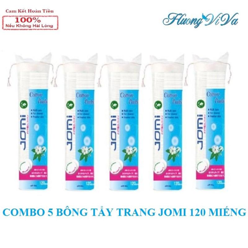 Bông tẩy trang jomi 120 miếng, bông tẩy trang nhật bản, bông tẩy trang 100% cotton  (COMBO 5 SẢN PHẨM )  - Huongviva cao cấp