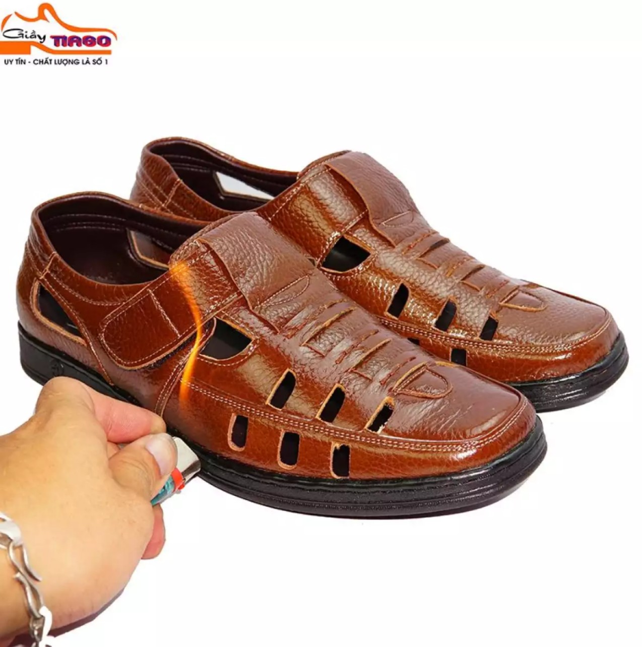 giầy giọ nam da bò thoáng mát giầy hè nam