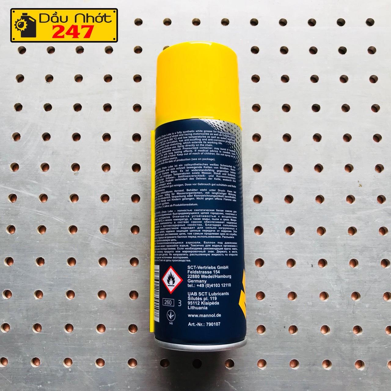 Chai xịt dưỡng sên Mannol 7901 Chain Lube 200ml