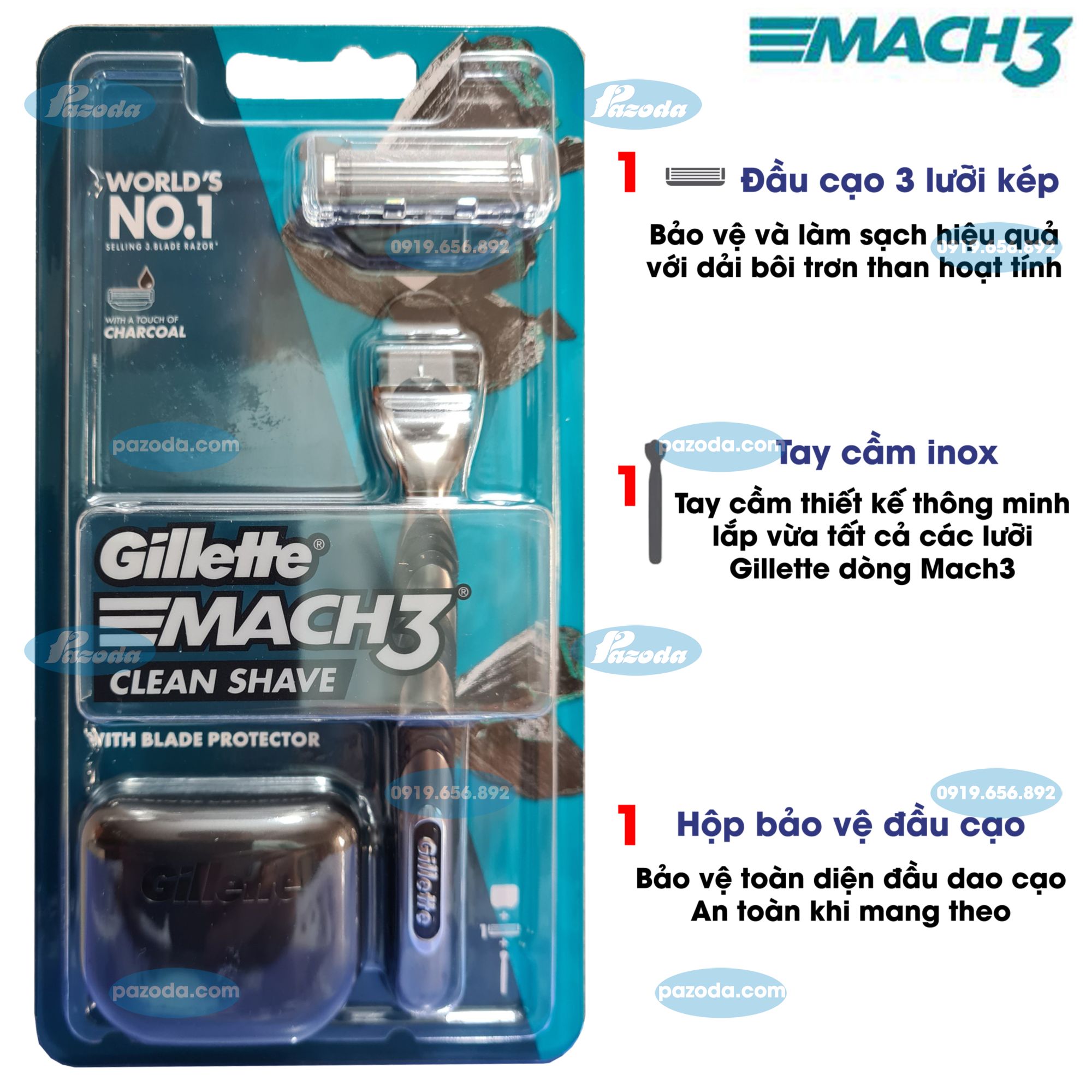 Dao cạo râu 3 lưỡi Gillette Mach 3 /Sensitive /Turbo 3D