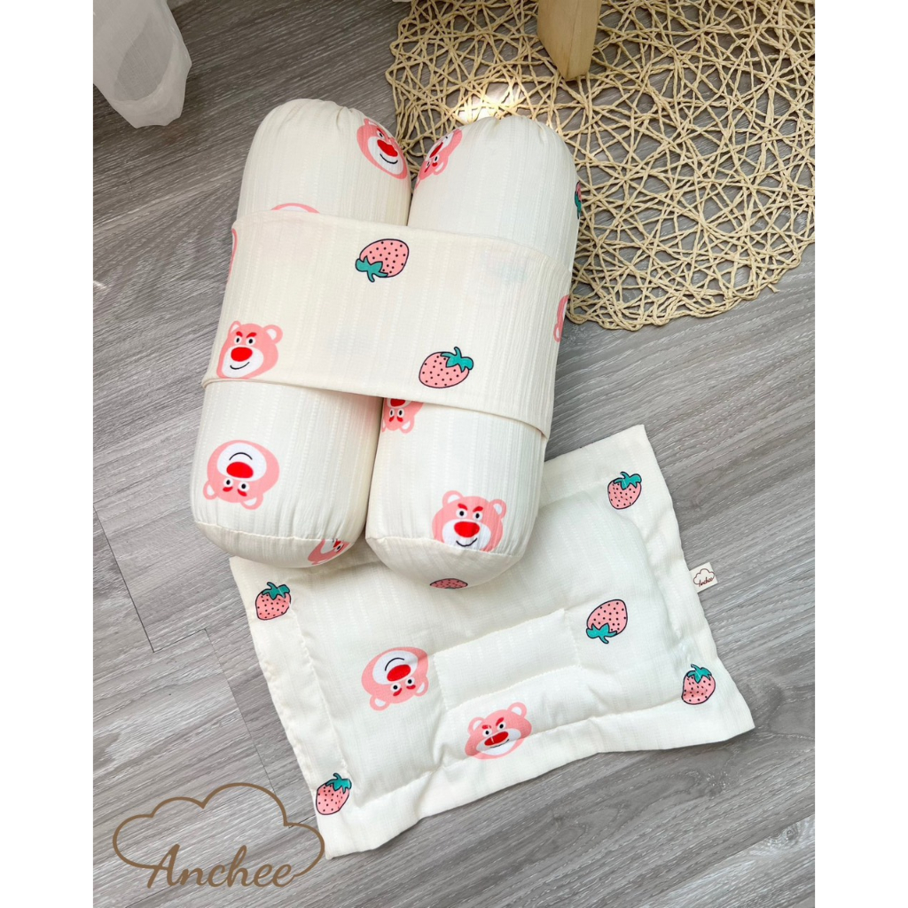 Bộ gối chặn sơ sinh Anchee chất đũi mềm mát cho bé sơ sinh