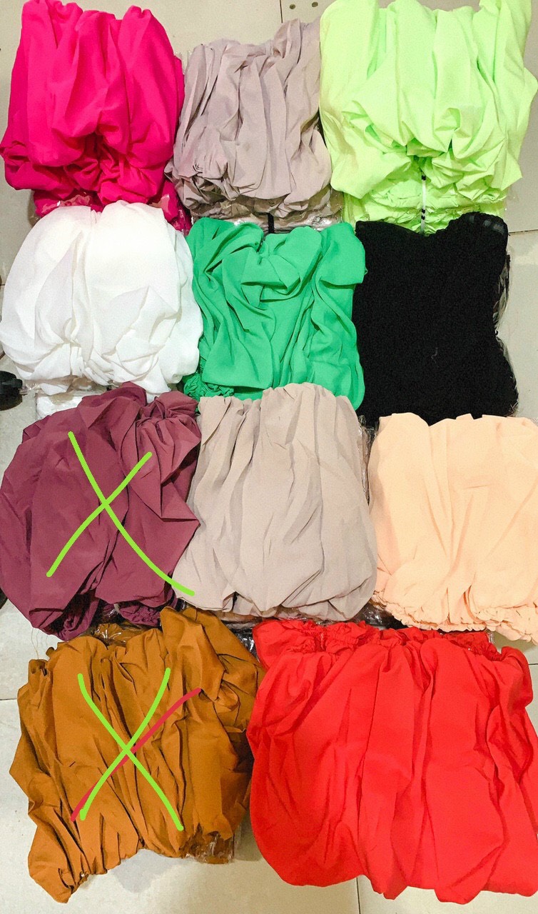 Áo croptop bí kiểu nữ chất vải kate lụa bệt vai bo eo siêu cưng (ảnh thật)