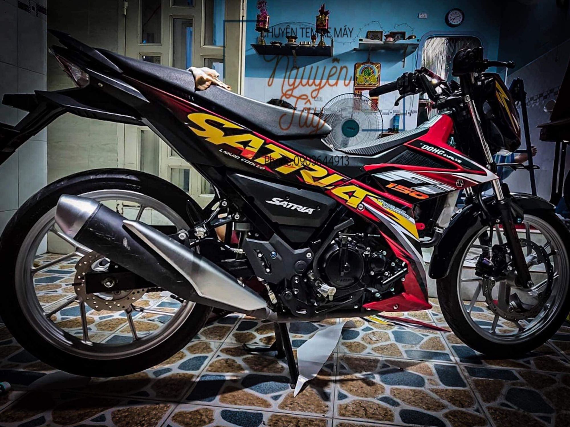 Tem rời dán xe satria- raider đỏ den hoặc đen đỏ cao cấp