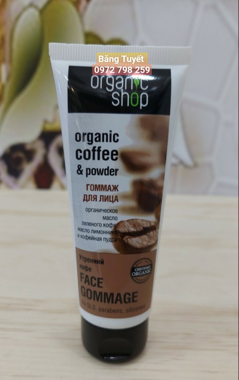 Tẩy tế bào da chết mặt Organic Shop 75ml