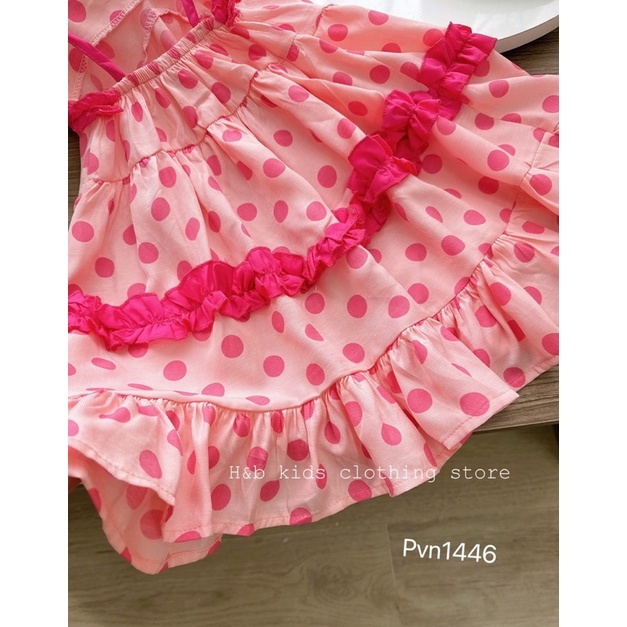 [VÁY BÉ GÁI] Váy maxi chấm bi hồng cực mát cho bé gái (8-18kg)