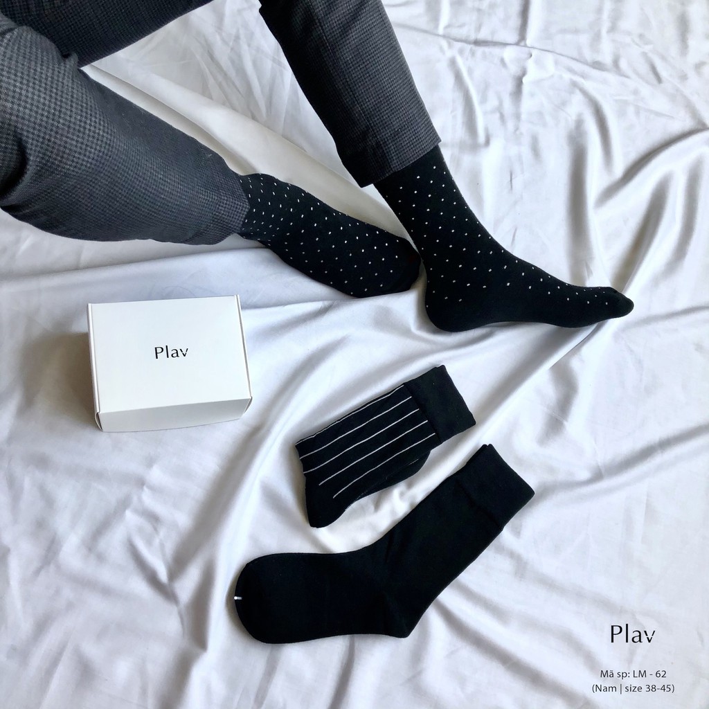 [Mã SKAMCLU8 giảm 10% cho đơn từ 100K] Set 3 đôi vớ nam chấm bi trơn chất cotton - Tất công sở Plav