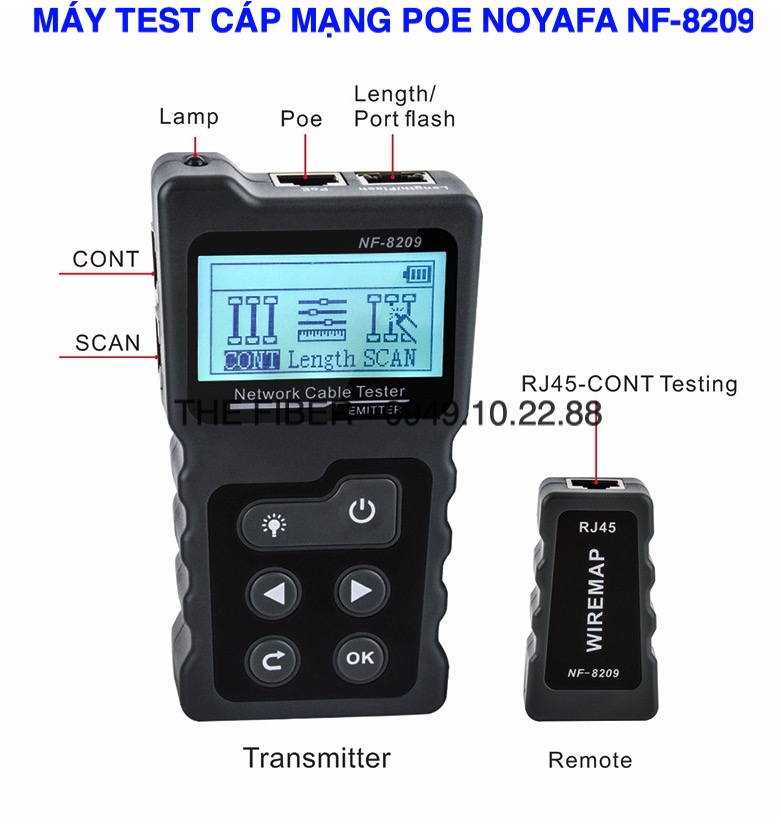 Máy test và dò cáp mạng POE NOYAFA NF-8209