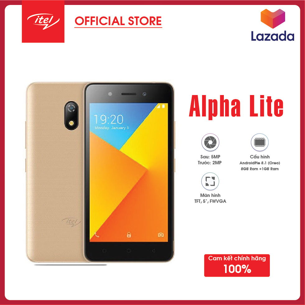 Điện thoại Itel Alpha Lite - 1GB RAM, 8GB, 5 inch