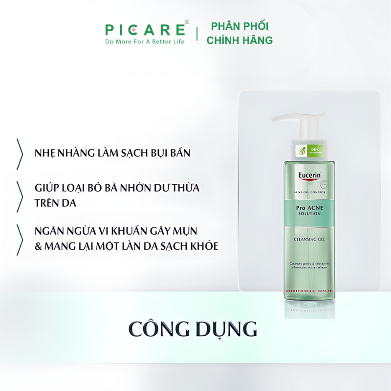 Gel Rửa Mặt Dành Cho Da Nhờn Mụn Eucerin ProAcne Cleasing 400ml