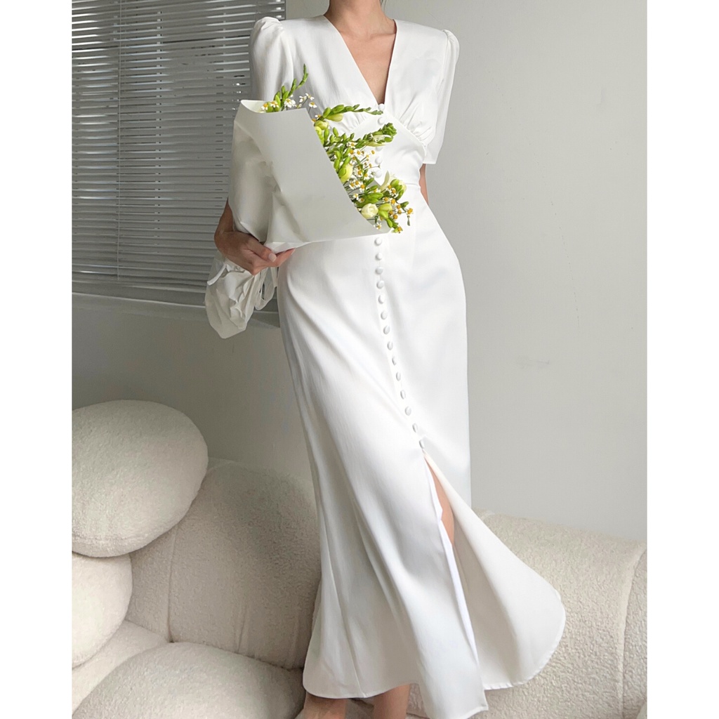 Đầm lụa gân Aelita Midi Dress - C’MEE