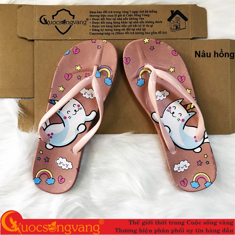 Dép nhựa nữ dép nữ xỏ ngón in hoạt hình GLD051 Cuocsongvang