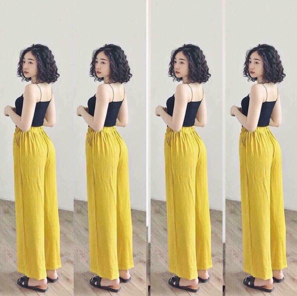 [HCM]Quần ống rộng vải đũi dài(size 40-65kg)