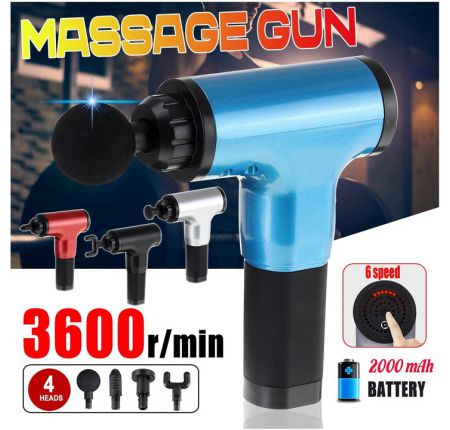 [4 ĐẦU MASSAGE] Máy mát xa lưng vai cổ cầm tay FASCIAL GUN KH-320, Máy masage FASCIAL GUN đa năng, M