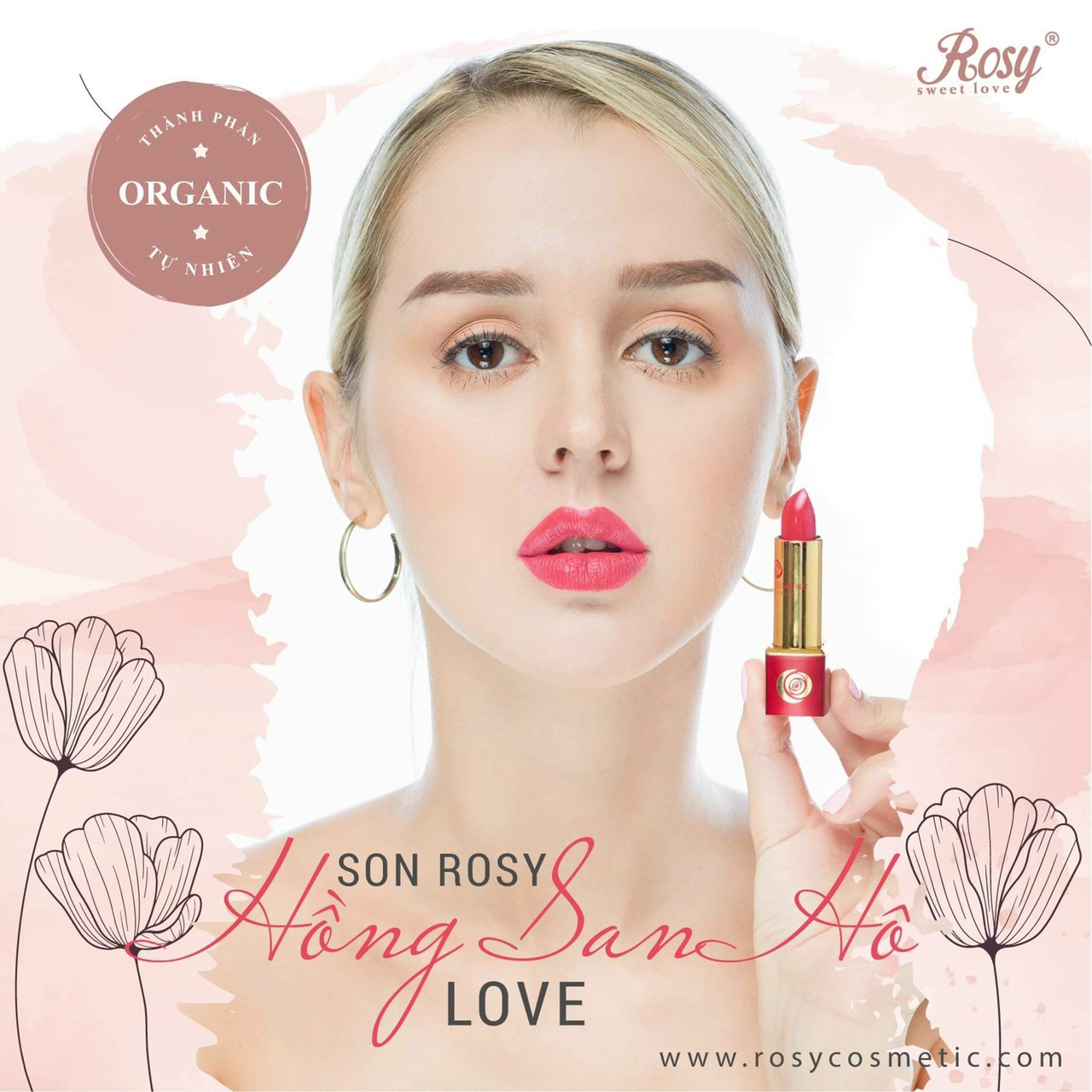 Son Sáp Rosy Siêu Lì Chính Hãng 100% Kèm Phiếu Bảo Hành Full Màu