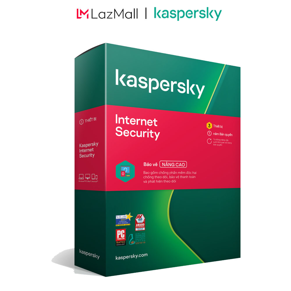BOX Phần mềm diệt virus Kaspersky Internet Security 3 Thiết bị/Năm (BOX) - Hàng chính hàng