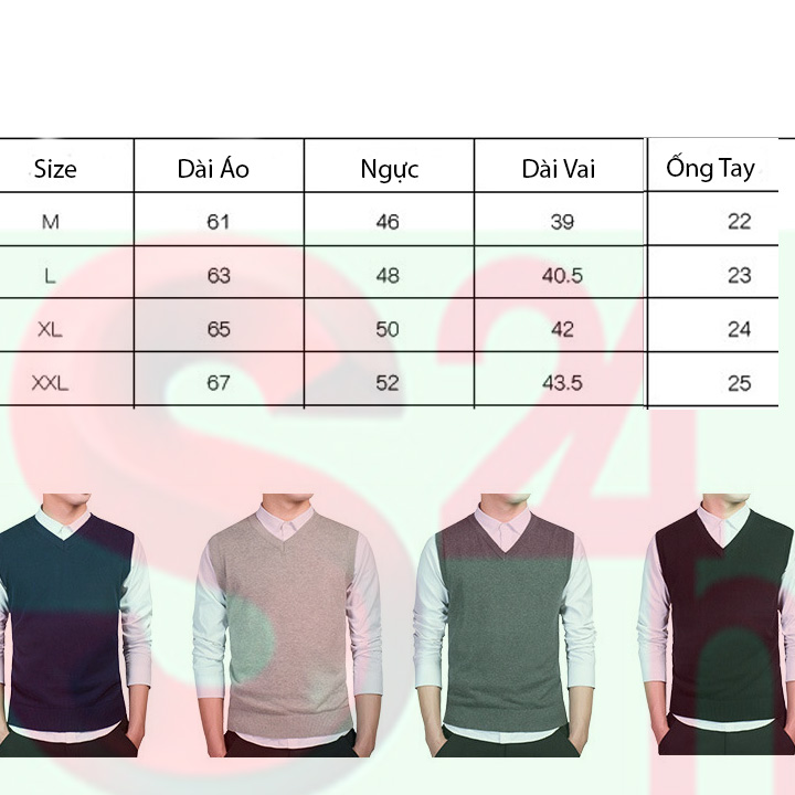 Áo gile len nam mỏng trơn màu cổ V AGL03