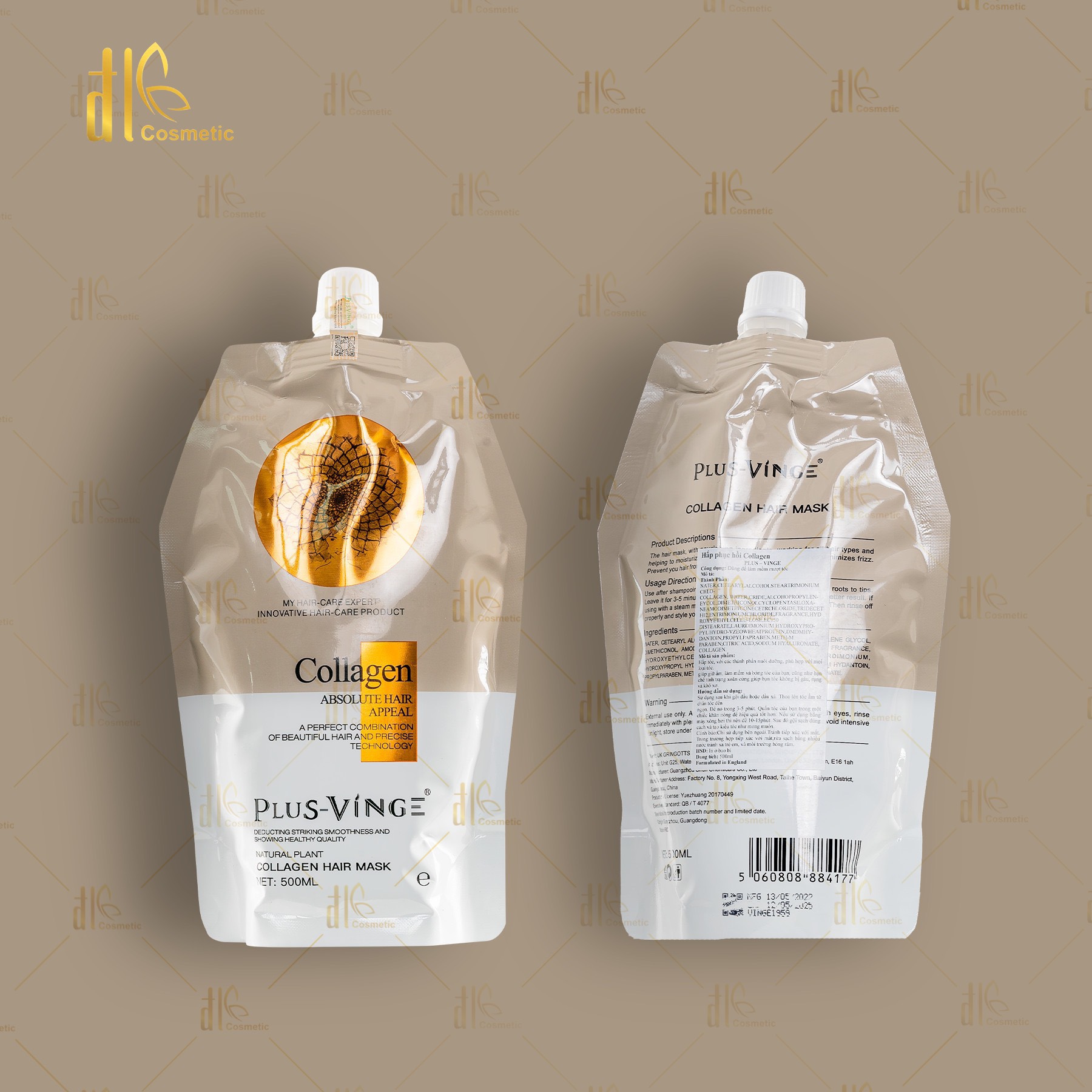 Kem ủ tóc phục hồi siêu mượt Plus Vinge Collagen 500ML