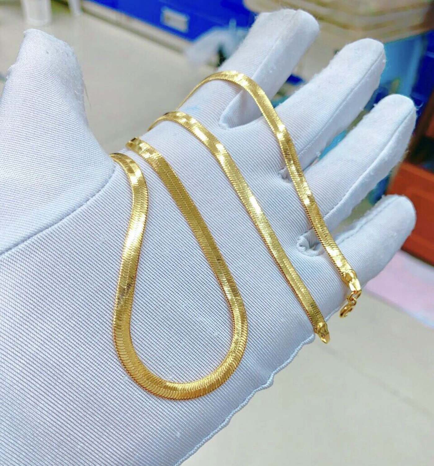 Dây chuyền mì dẹp mạ vàng 24k cao cấp