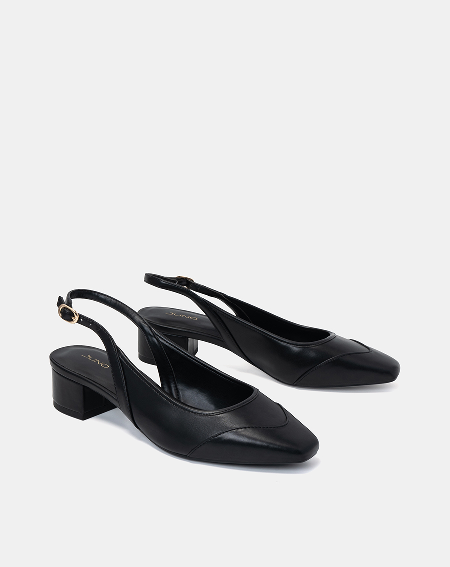 Giày Búp Bê Nữ 3cm Thời Trang JUNO Slingback Gót Vuông BB03099