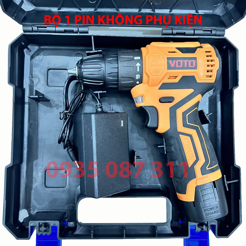 Máy Khoan Pin 18V Không Chổi Than VOTO VTK18KT Nhỏ Gọn Siêu Khoẻ Pin 4 Cell