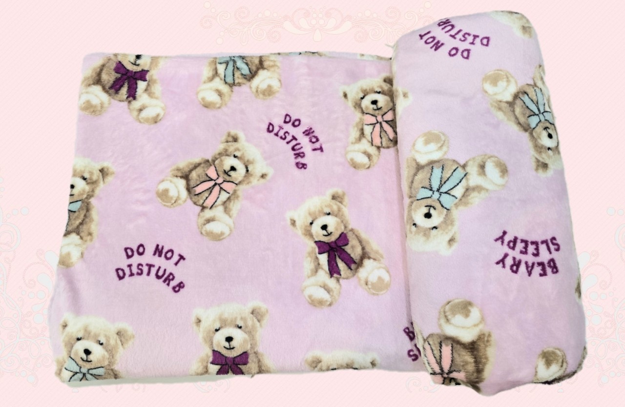 Mền lông cừu Gấu Teddy Hồng mềm mịn, đẹp