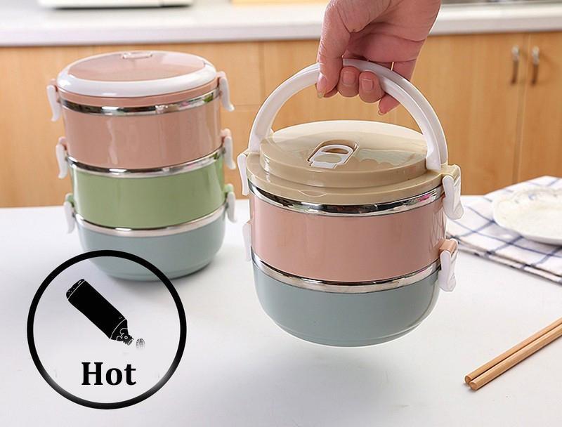 HỘP ĐỰNG CƠM GIỮ NHIỆT 2 TẦNG GIỮ NHIỆT I CAMEN RUỘT INOX 2 TẦNG, CAMEN 2 NGĂN RUỘT INOX