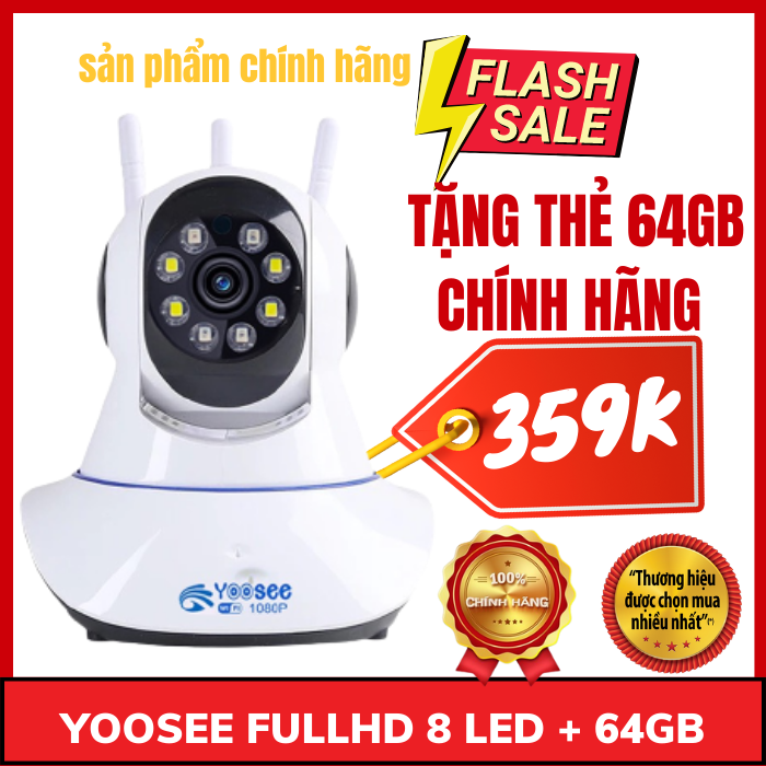 Camera Yoosee 3 râu FullHD 5.0Mpx Xem đêm có màu