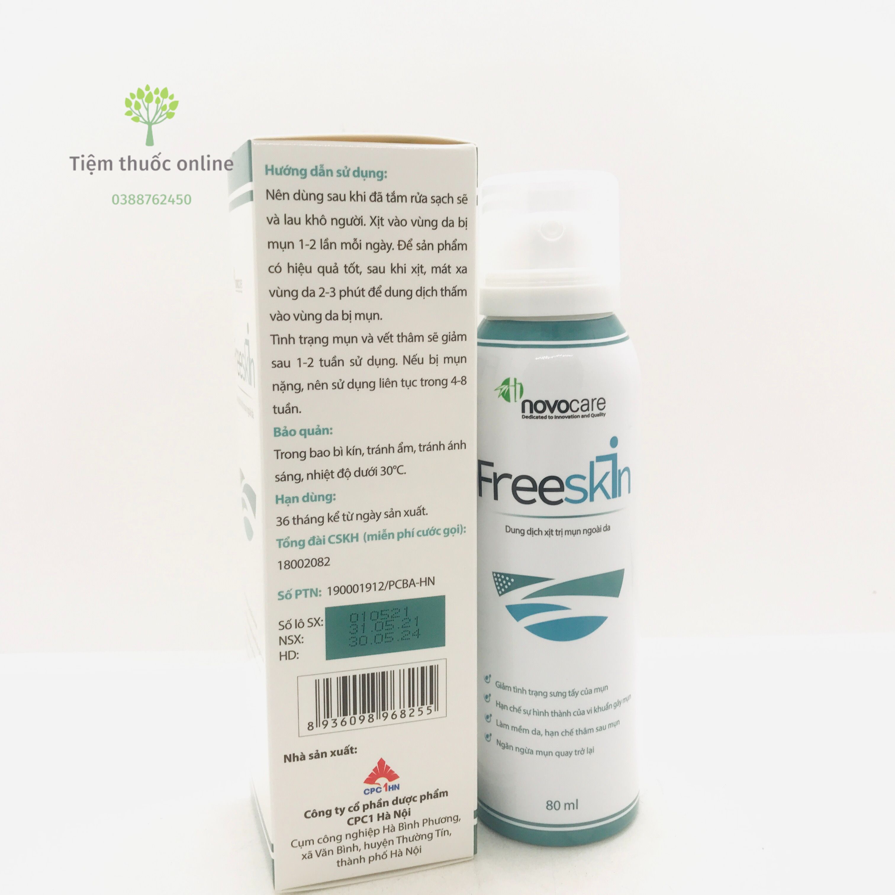Freeskin dung dịch xịt mụn ngoài da 80ml