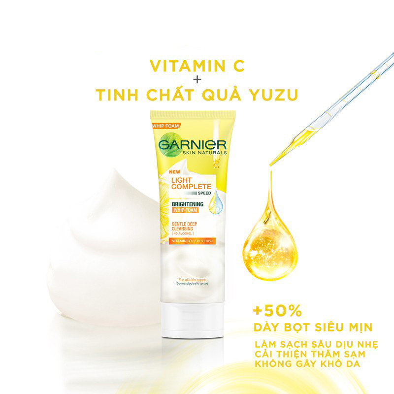 Sữa rửa mặt tạo bọt sáng da Garnier Whip Foam 100ml