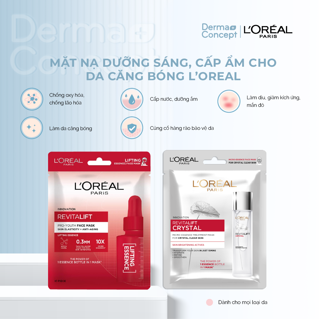Mặt nạ dưỡng sáng, cấp ẩm cho da căng bóng L’Oreal [NHẬP KHẨU CHÍNH HÃNG 100%]