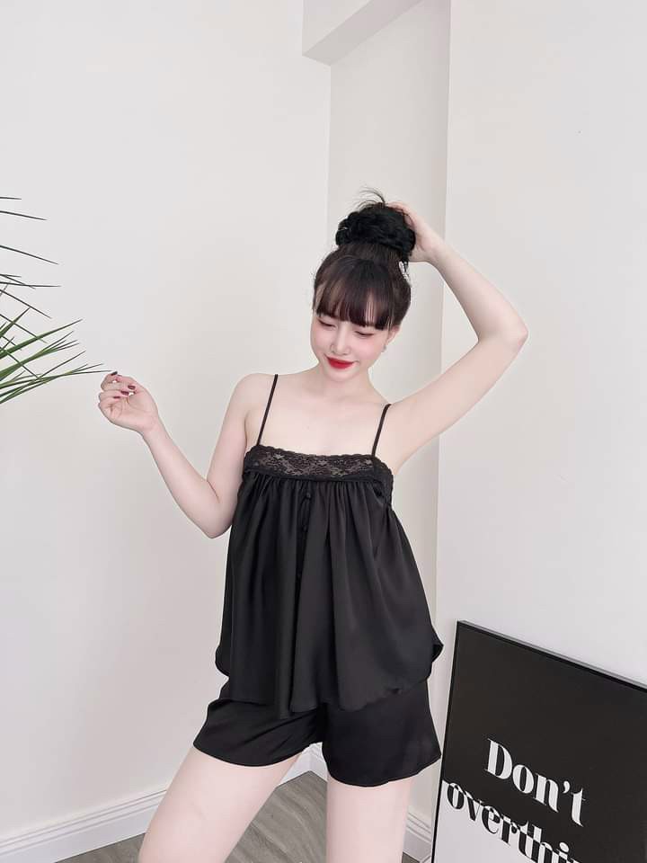 Đồ ngủ nữ sexy 2 dây dễ thương lụa satin cao cấp mặc thoáng mát