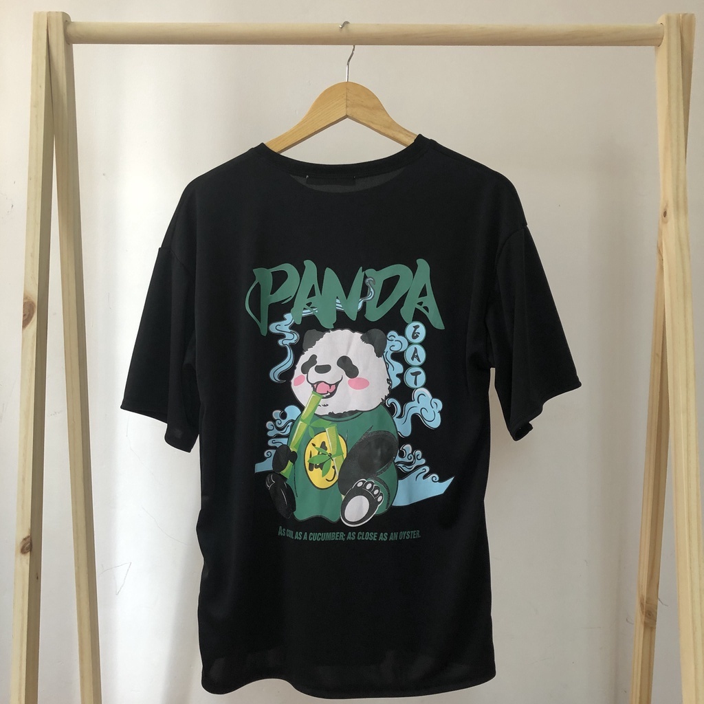Áo thun tay lỡ unisex GẤU TRÚC PANDA thiết kế dày dặn - Áo phông nữ form rộng cho cặp đôi phong cách hàn quốc LARIVN