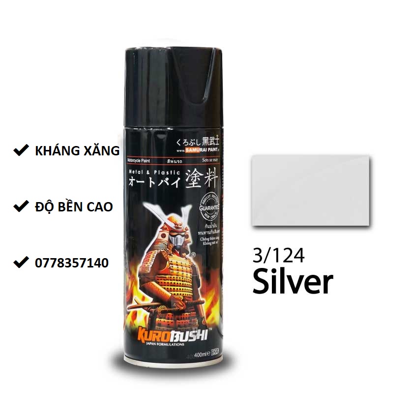 3/124 Sơn xịt Samurai MÀU BẠC
