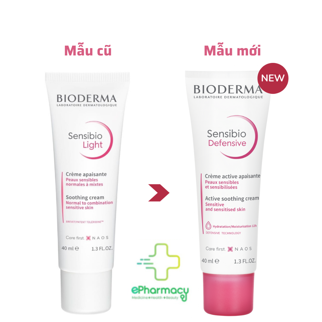 Kem dưỡng ẩm Bioderma Sensibio Defensive Active Soothing Cream làm dịu da thường và da nhạy cảm 40ml