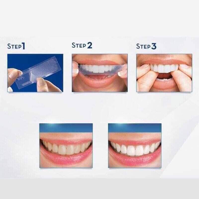 Miếng dán trắng răng 3D White Teeth Whitening Strips, miếng dán trắng răng 5d miếng dán trắng răng chính hãng, miếng dán trắng răng crest 3d white Miếng dán trắng răng 3D White Teeth Whitening Strips hỗ trợ làm trắng răng hiệu quả
